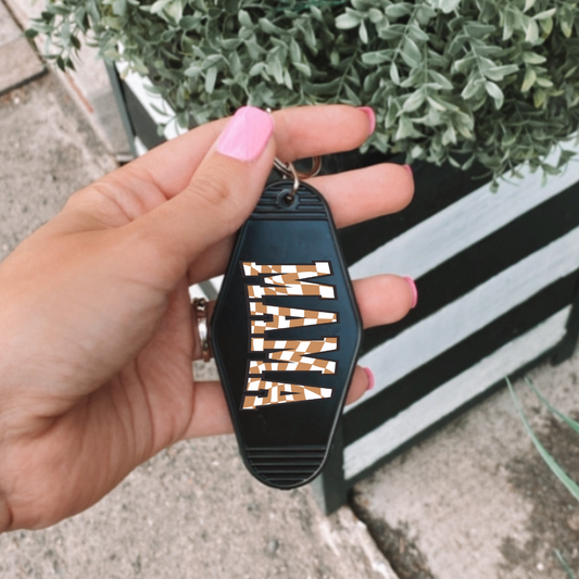 Mama Checkered Motel Keychain