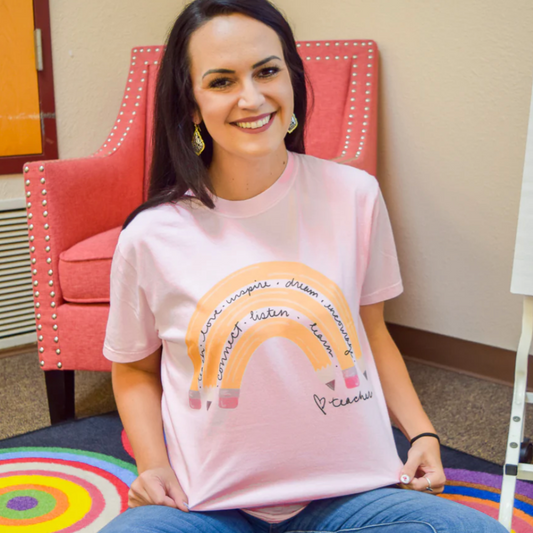 Teacher Pencil Rainbow Comfort Colors Tee