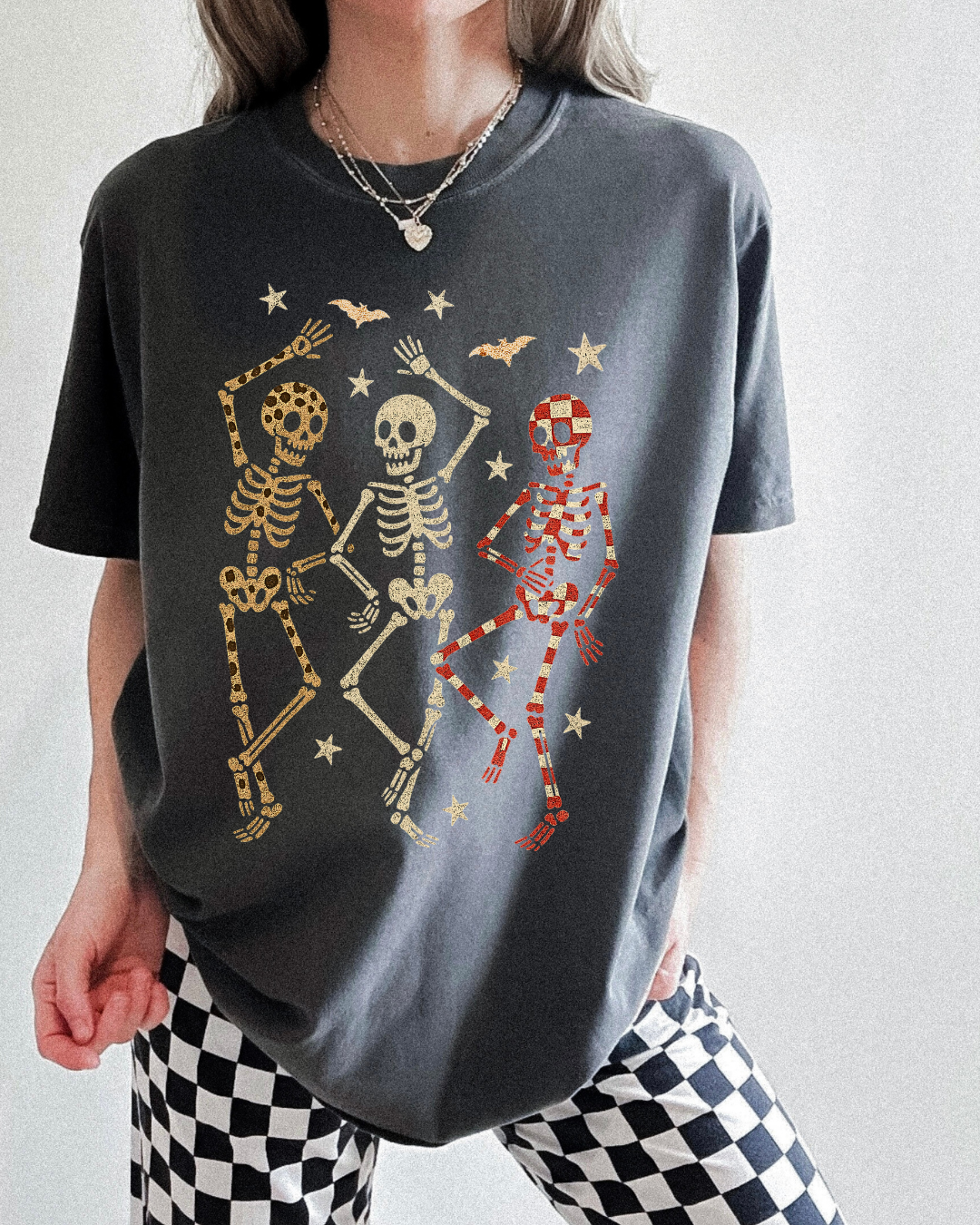 Retro Dancing Skeleton Comfort Colors Graphic Tee
