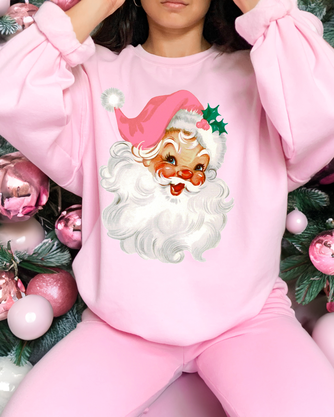Pink Santa Crewneck Sweatshirt