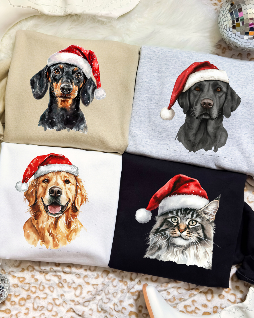 Christmas Cat and Dog Crewneck Sweatshirt